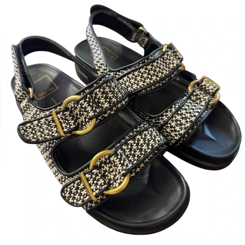 Dolce Vita Black White Shelli Wedge Sandal‎ 8W